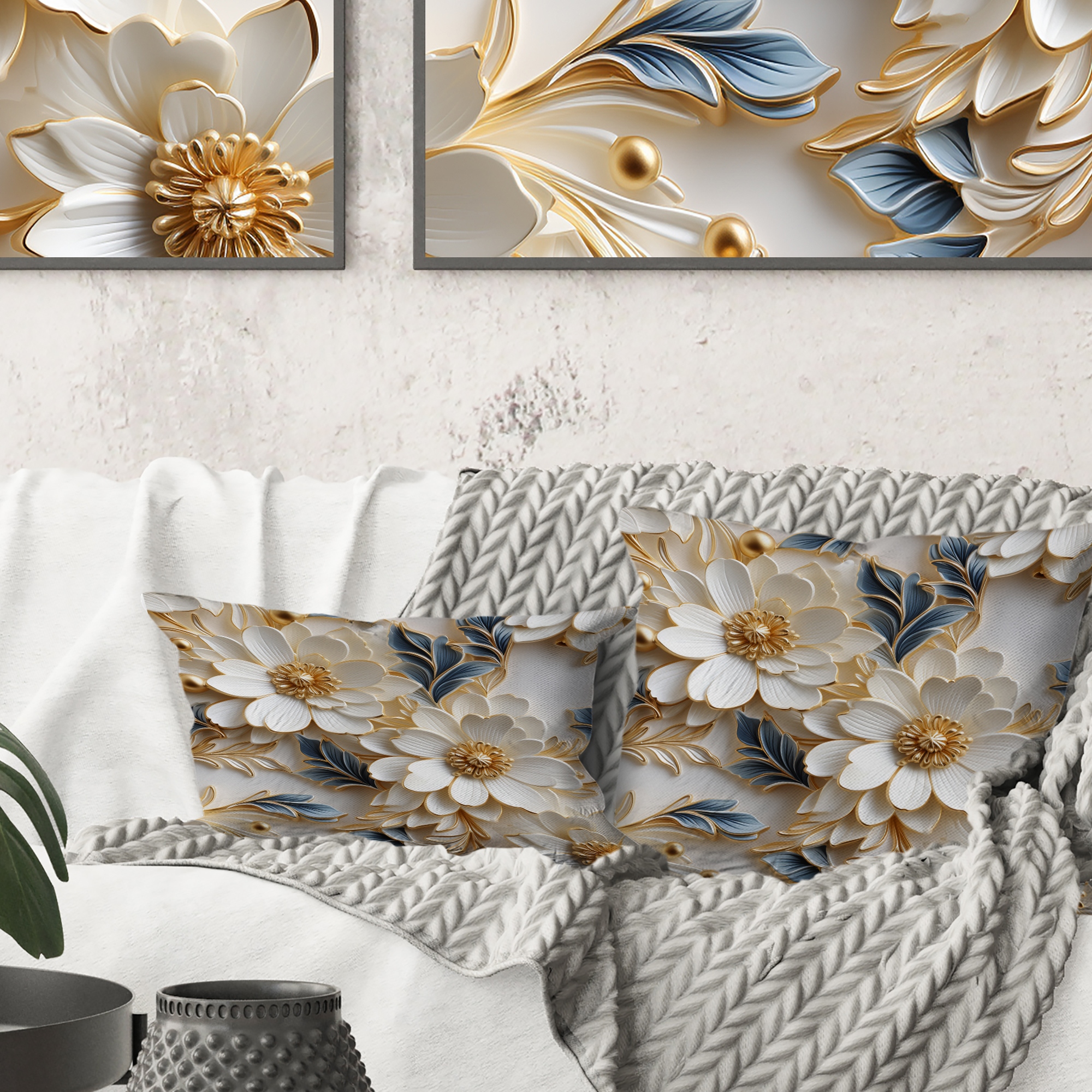 White Abstract Glam Throw Pillows Bed Bath Beyond
