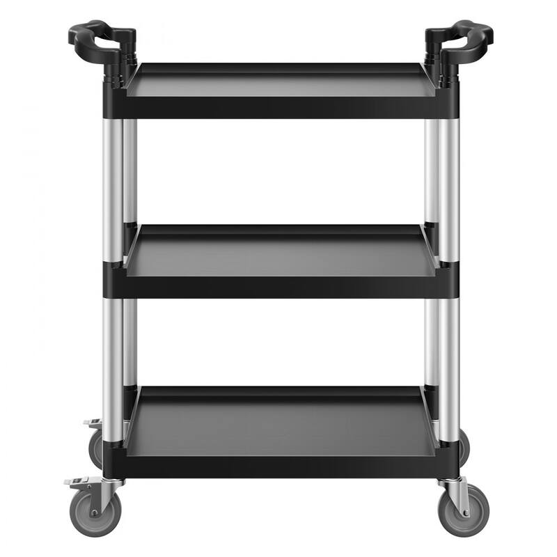 Black 3-Tier Metal Rolling Utility Cart Mobile Organizer with Locking Wheels for Garage and Home Storage - 34.65 x 16.14 x 39 in