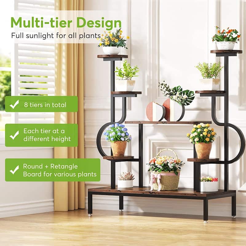 8-tier Metal Plant Stand, Large Tall Plant Shelf for Potted Plants