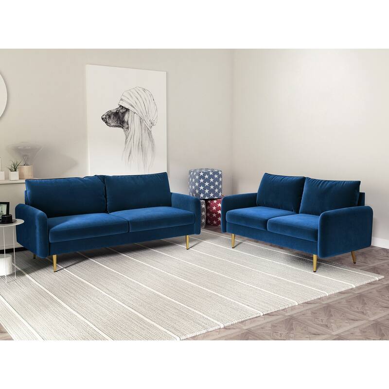 Velvet 2 Piece Loveseat and Sofa Living Room Set