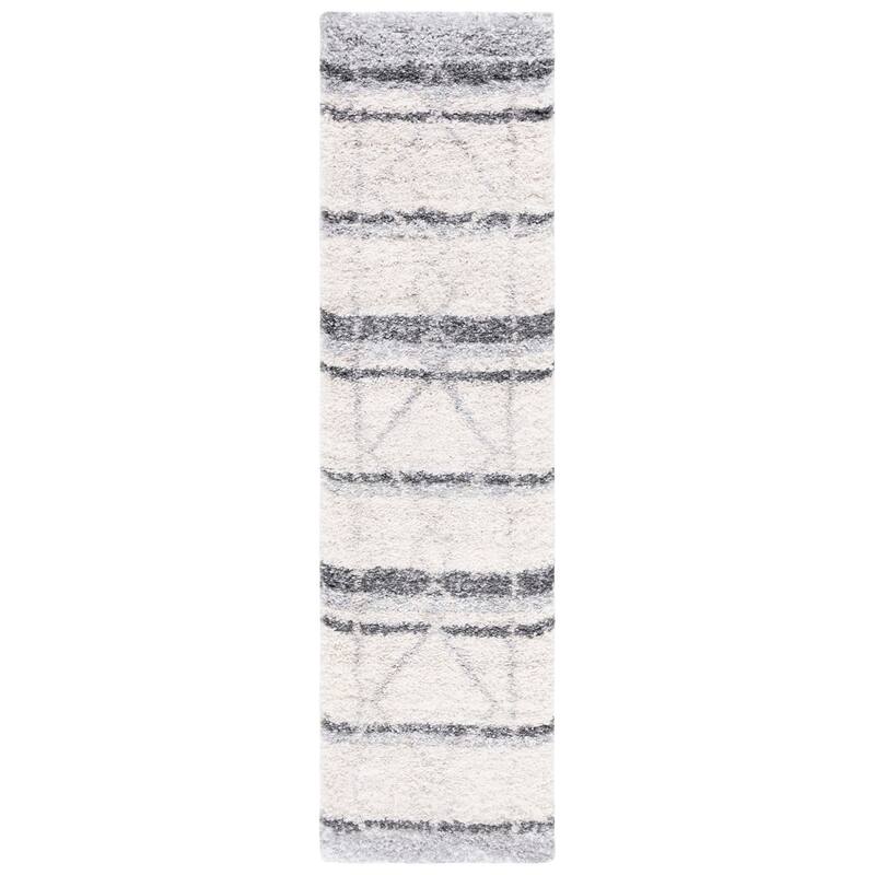SAFAVIEH Fontana Shag Ilaha Modern 2-inch Thick Rug - 2'3" x 8' Runner - Ivory/Grey