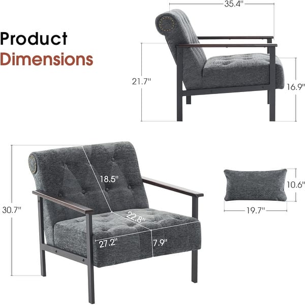 dimension image slide 1 of 5, MCombo set of 2 Modern Accent, Ergonomics Lounge Chair for Living Room, Chenille, HQ417