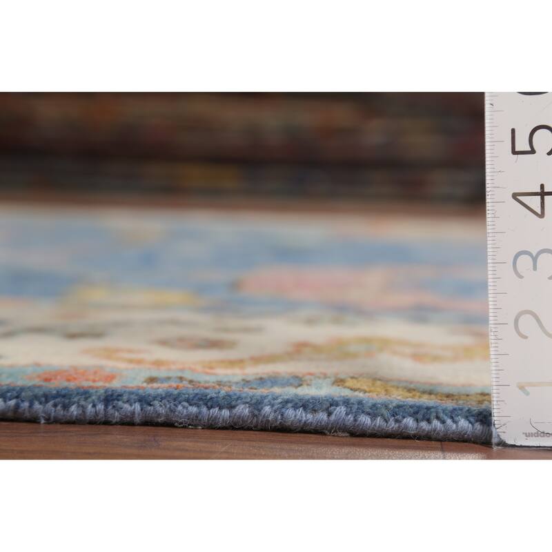 Blue Oushak Oriental Area Rug Hand-Knotted Wool Carpet - 7'9"x 10'2"