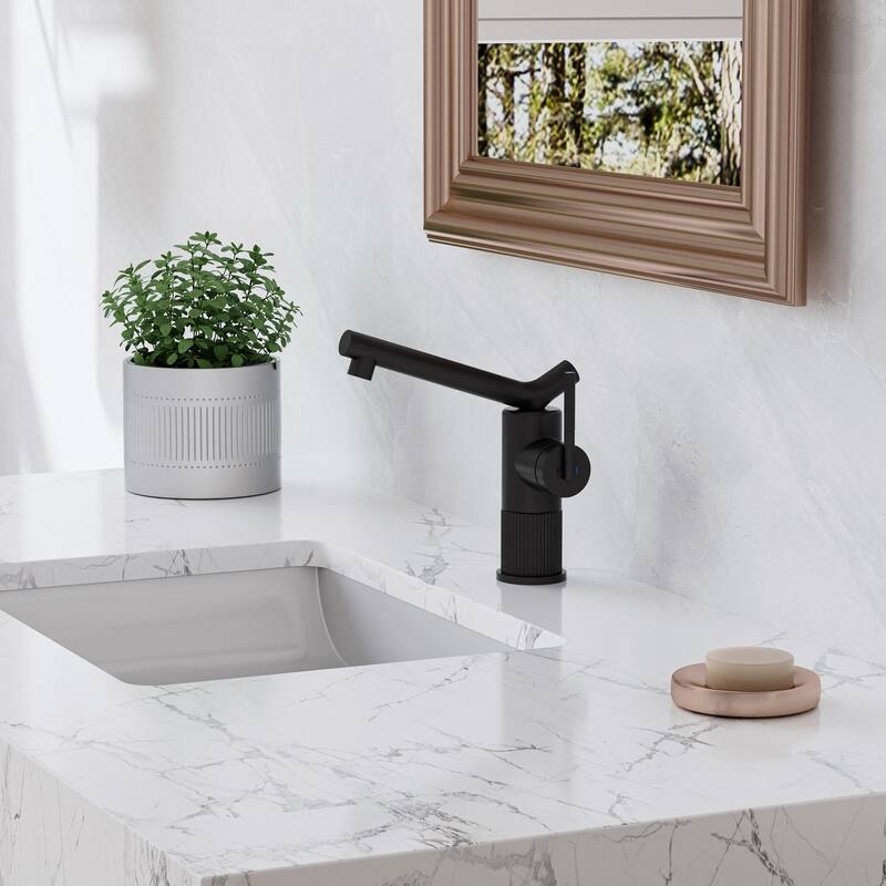 Modland Single Hole Bathroom Faucet, Swivel Spout NSF/CUPC Certified, 200K Leak-Proof & Salt Spray 10, Chrome / Gold / Black - Matte Black