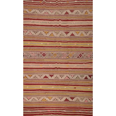 Hand Woven Oriental 100% Wool Carpet Southwestern Tribal Multi-Colored Kilim Area Rug - 8' 11'' X 5' 11''