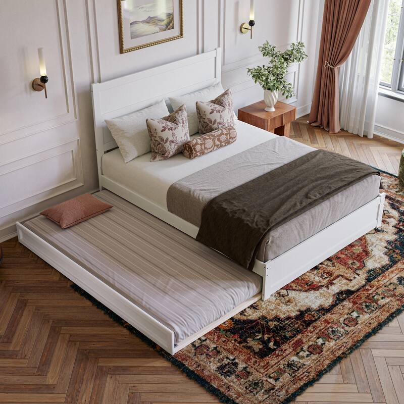 Aveline Wood Platform Bed with Matching Footboard & Trundle