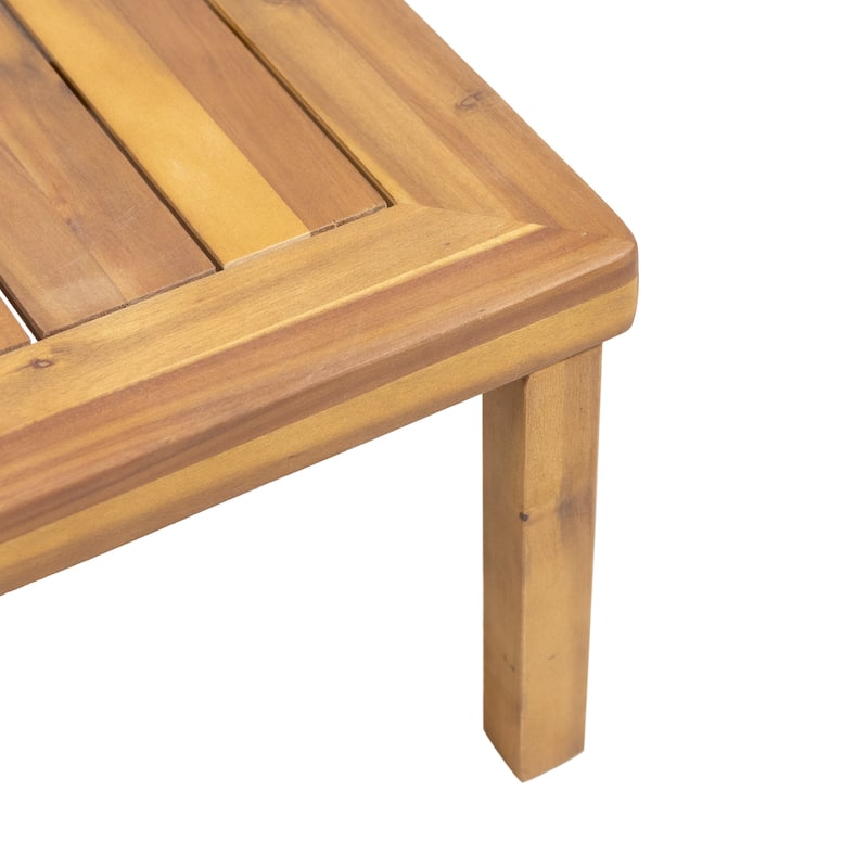 2 Piece Acacia Wood Outdoor Loveseat Set with Coffee Table and Cushions