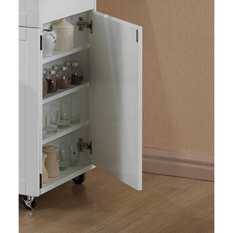 1pc Modern Farmhouse 3-door Mobile Kitchen cart Natural Brown and White Solid Wood Dining Room Kitchen Furniture