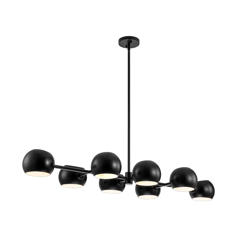 8-Light Modern Linear Clear Glass Globe Bubble Chandelier for Dining Room