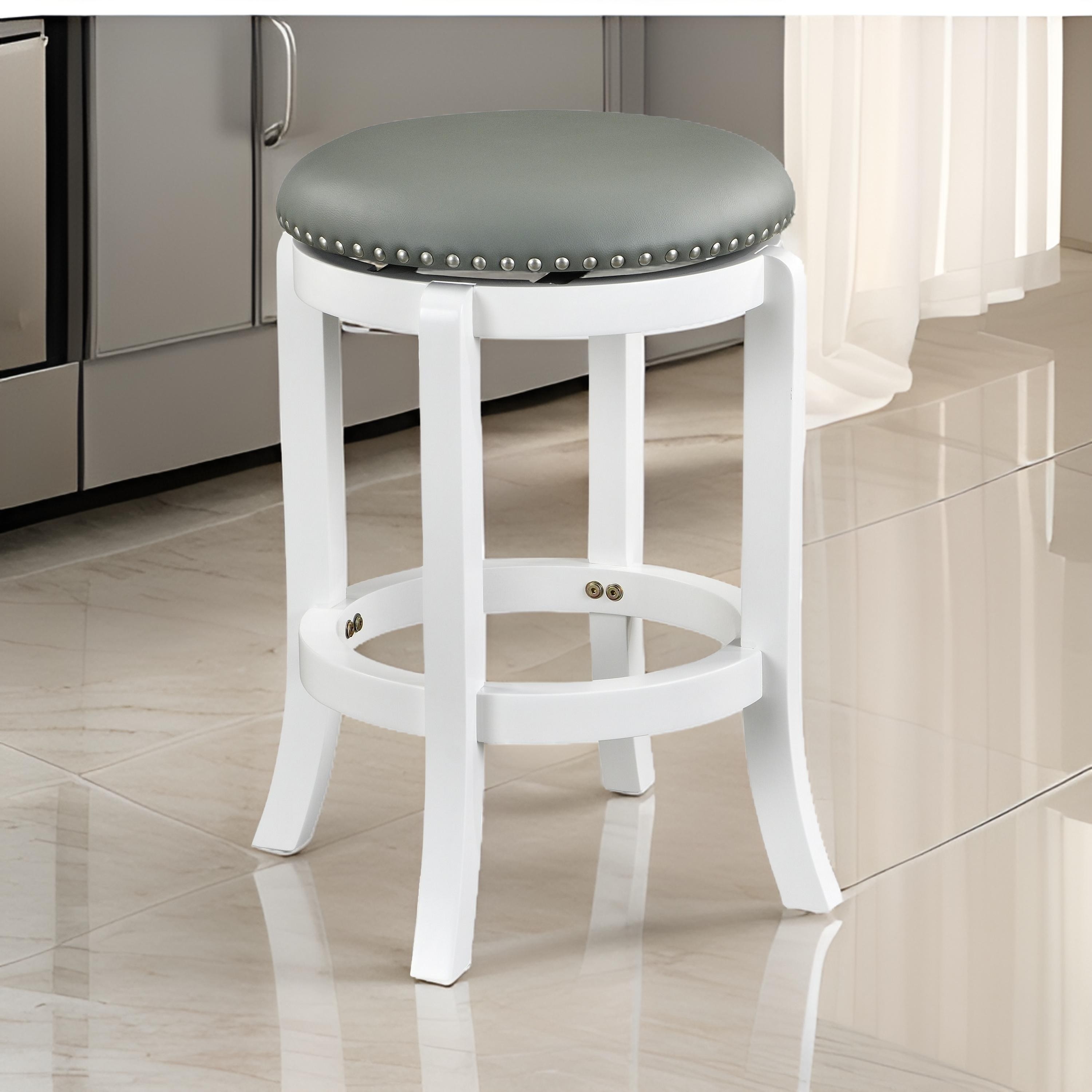 Ovi 25 Inch Backless Swivel Counter Stool, Gray Faux Leather