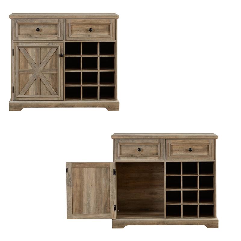 Rustic Farmhouse Buffet Cabinet with Storage,Multifunctional Sideboard with 2 Drawers,Bar Cabinet - 39.37D*15.75W*34.65H