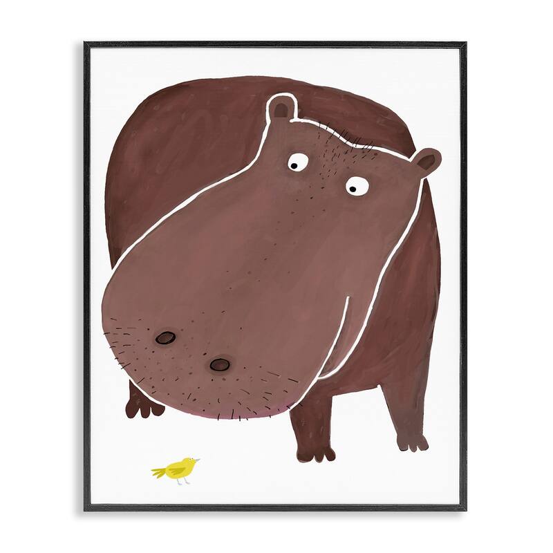 Stupell Hippo and Bird Friends Framed Giclee Art Design By Carla Daly - 16 x 20 - Black