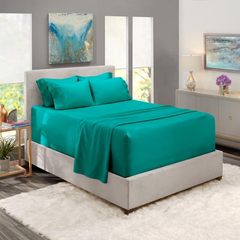 Empyrean Extra Deep Pocket Bed Sheet Set - Breathable, Super Soft Sheets with Extra Set of Pillowcases - King - Teal Blue