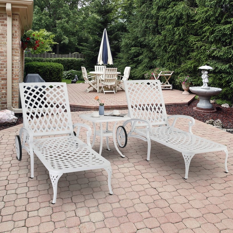Outdoor Single Cast Aluminum Adjustable Chaise Lounge