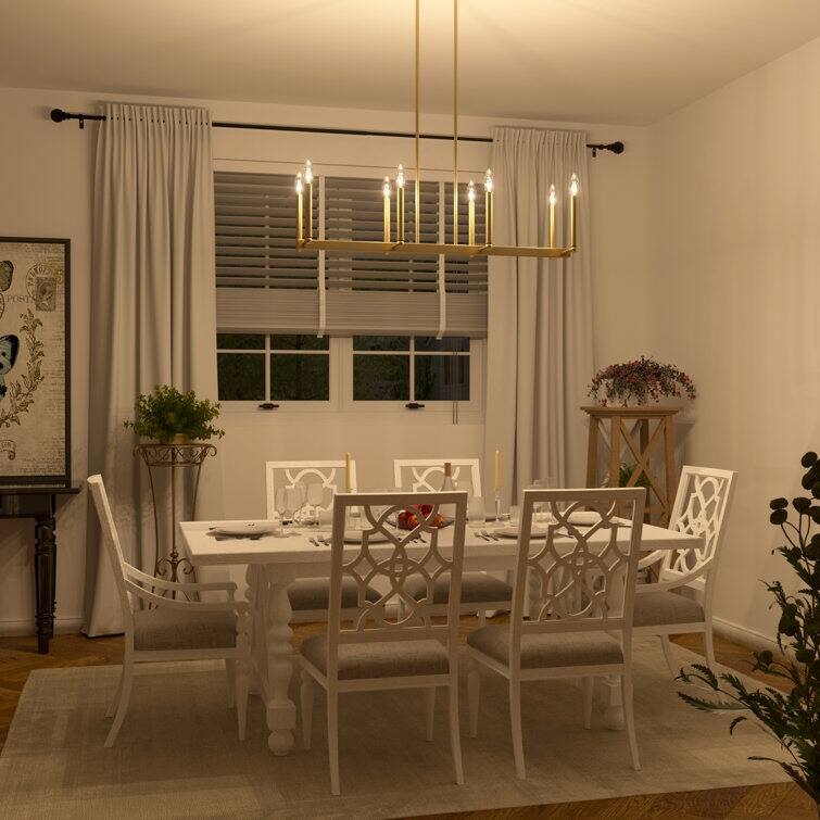 Acroma 8-lights 43.3In Dimmable Modern Gold Linear Chandelier for Dining Room - 43.3 inches