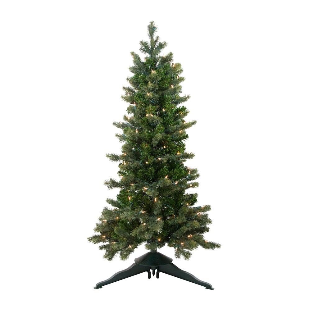 4' Slim Savannah Spruce Slim Artificial Christmas Tree - Clear Lights - 4 Foot