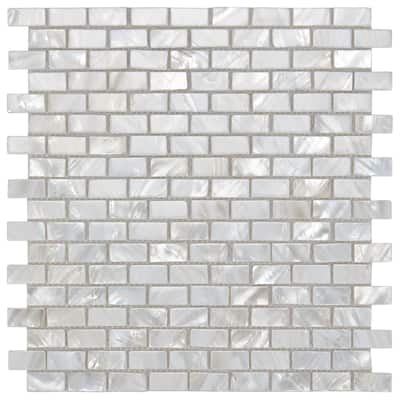 10-Piece White Mother of Pearl Tile Backsplash for Kitchen, Bathroom, Pool Tile, 12''x 12''