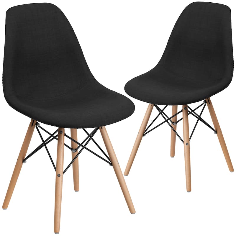 2 Pack Elon Series Fabric Chair with Wooden Legs