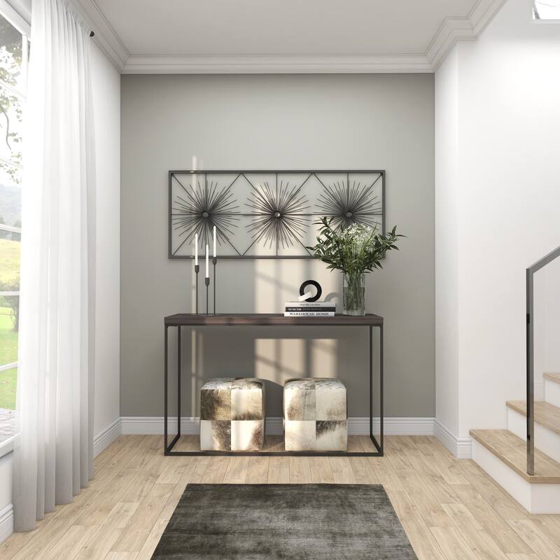 Black Metal Sea Urchin Starburst Wall Decor with Black Frame