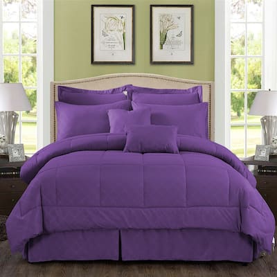 Luxurious 10 Piece Comforter Set Plaid Design Bed In A bag