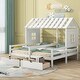 preview thumbnail 2 of 7, Double Twin Size Platform Bed with House-Shaped Headboard