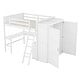 preview thumbnail 6 of 7, White Full Size Solid Pine Wood Loft Bed with Desk, Shelves, Wardrobe, and Guardrails