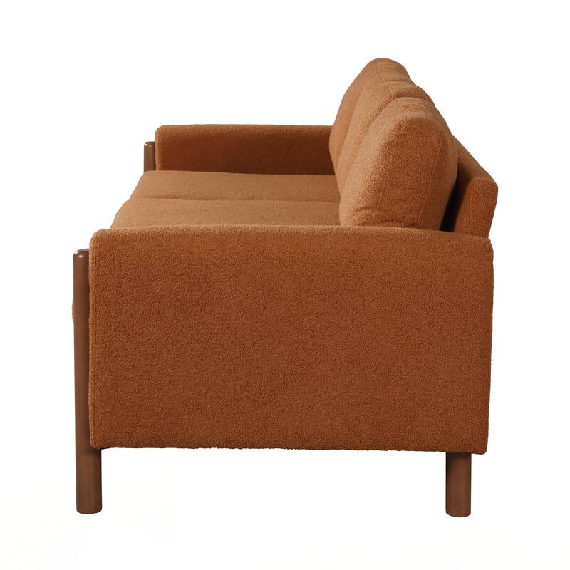 3-Seater Sofa, Curved Armrest with Integrated Solid Wood Legs