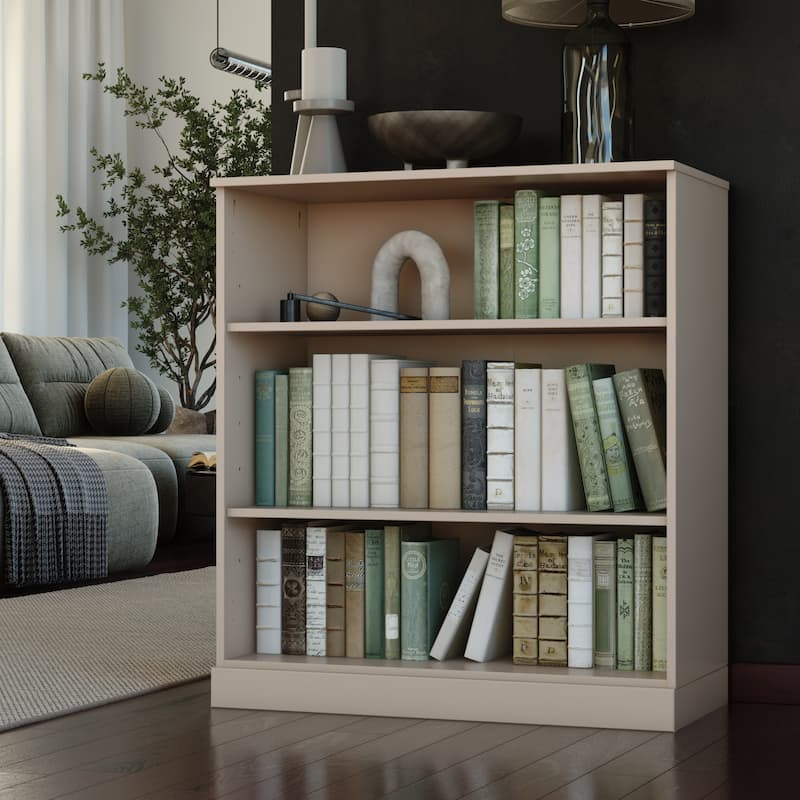 100% Solid Wood 3-shelf Bookcase with Optional Doors by Palace Imports - No Doors - Beige