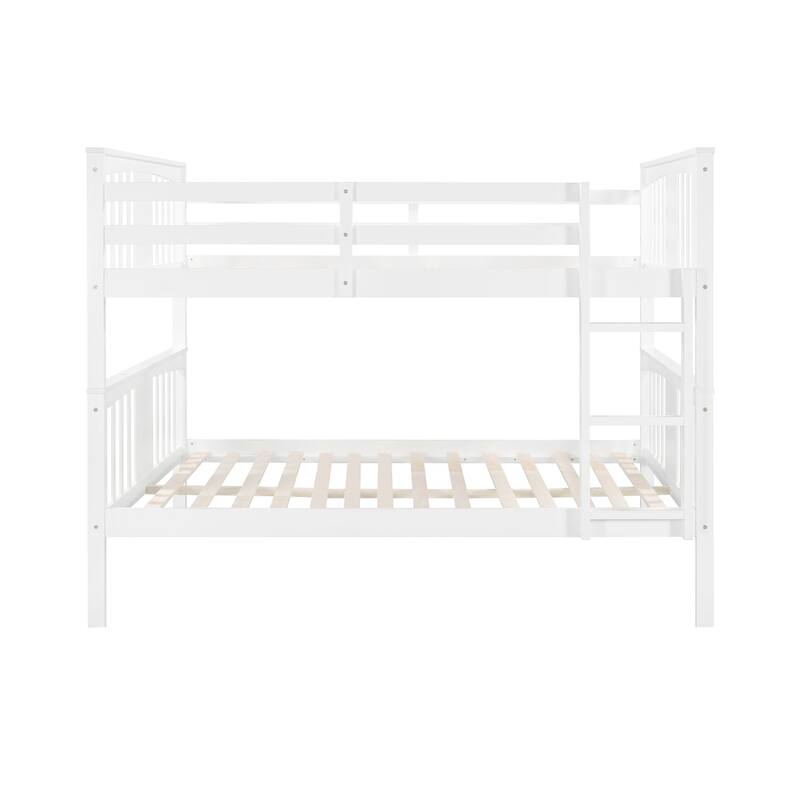 Space-Saving Full Over Full Bunk Bed with Durable Frame and Guardrails