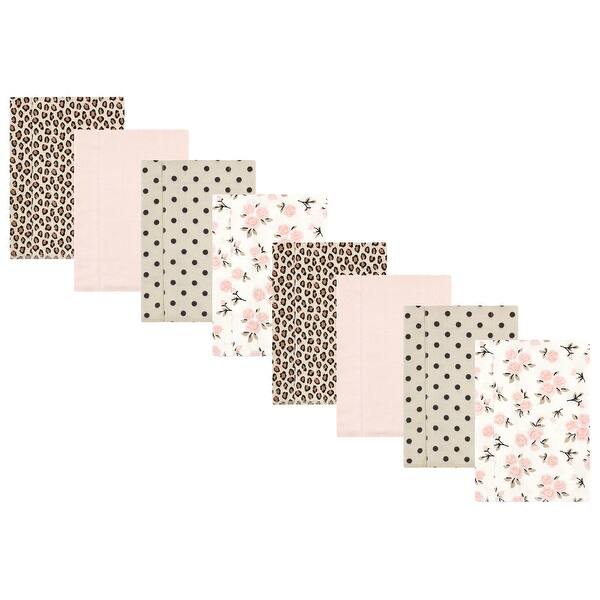 slide 1 of 1, Hudson Baby Girls Cotton Poly Flannel Burp Cloths 8-Pack, Neutral Pink Floral, One Size - Neutral Pink Floral 8-Pack - One Size One Size - Neutral Pink Floral 8-Pack