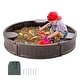 preview thumbnail 5 of 10, Brown HDPE Round Sandbox with 3 Corner Seating and Bottom Liner Perfect Gift for Kids - 47.2” x 47.2” x 9.1”