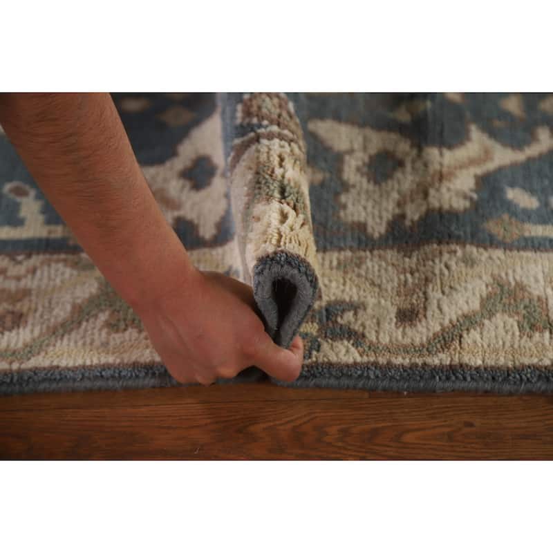 Blue Oushak Style Runner Rug Hand-knotted Wool Carpet - 2'6"x 8'0"