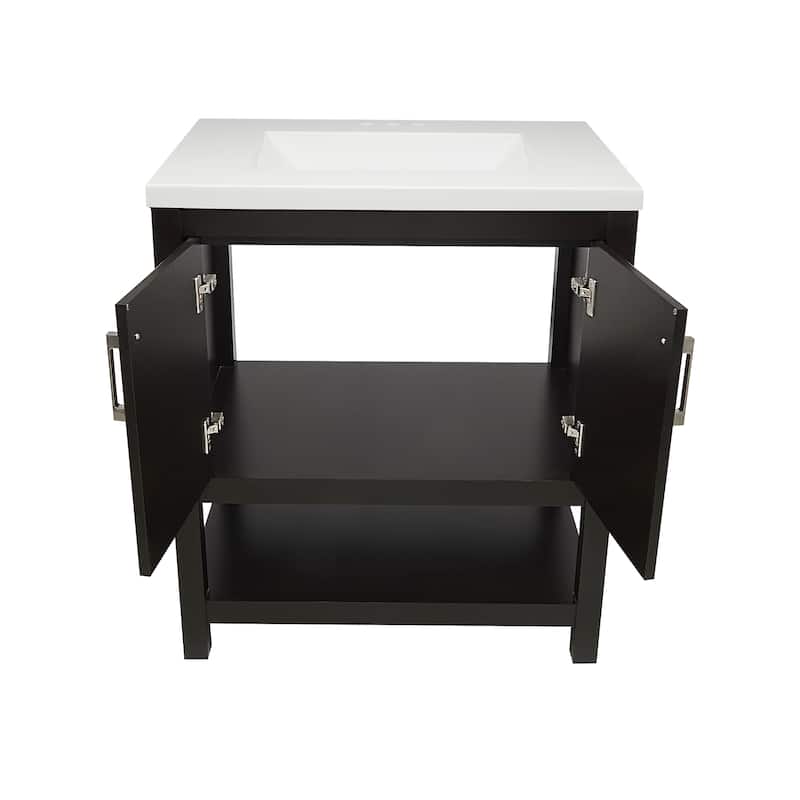 Taos 31" Bathroom Vanity with Cultured Marble Vanity Top Sink in White with White Basin
