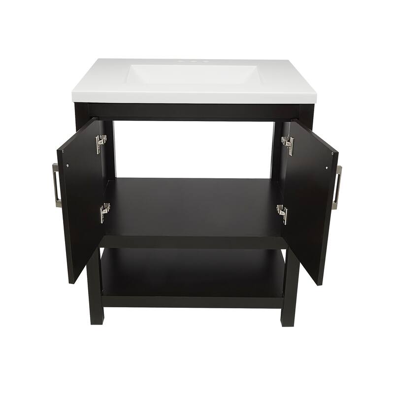 Taos 31 in. W x 22 in. D x 36 in. H Bath Vanity in with White Cultured Marble Top Single Hole.