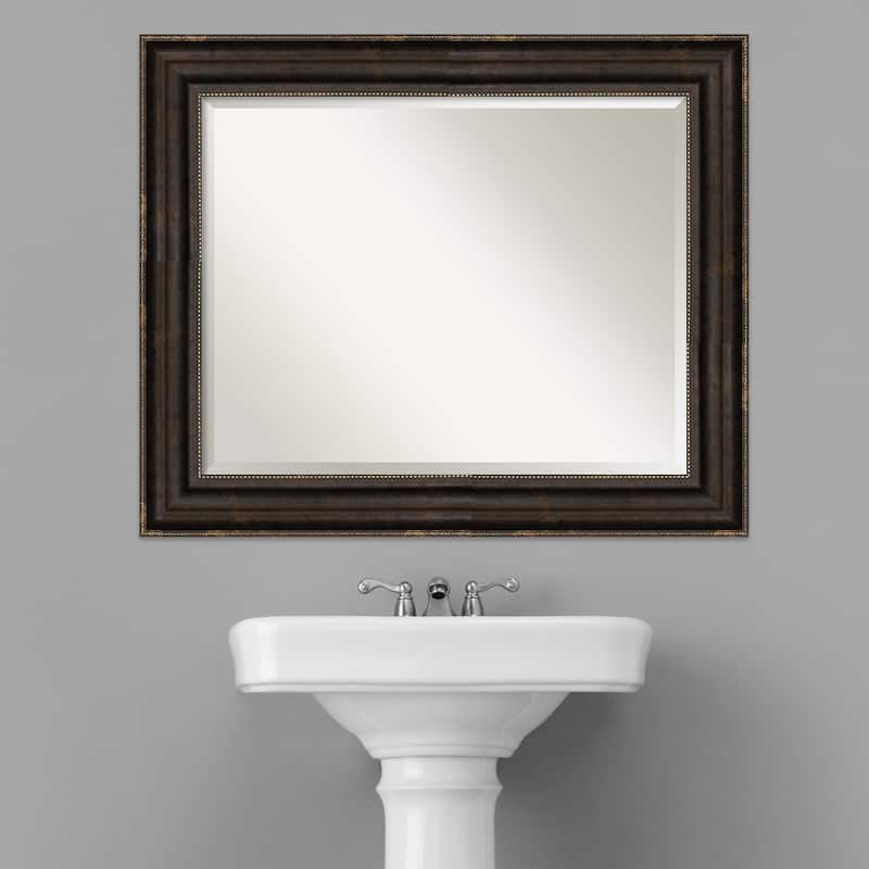 Beveled Bathroom Wall Mirror - Stately Bronze Frame - Stately Bronze