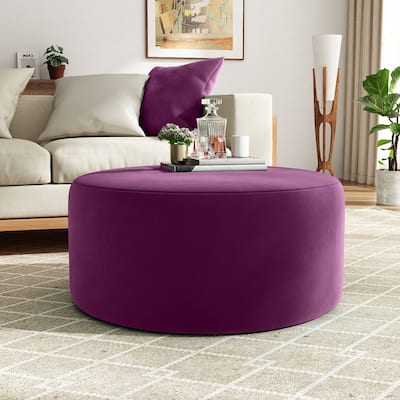 Olias Velvet Upholstered Round Ottoman by Christopher Knight Home