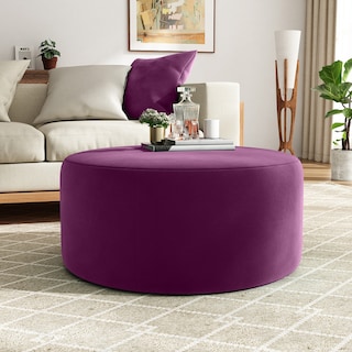 Olias Velvet Upholstered Round Ottoman by Christopher Knight Home