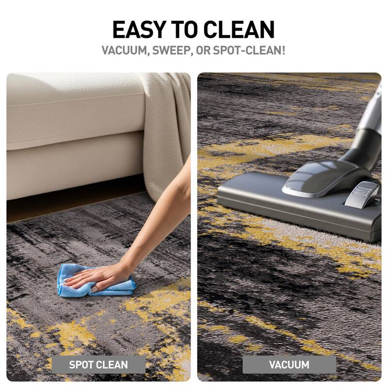 World Rug Gallery Modern Abstract Design Black Area Rug