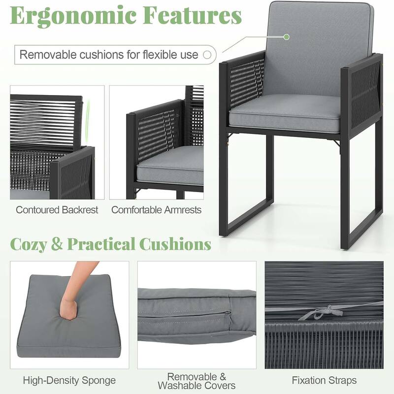 5 PCS Outdoor Dining Set PE Wicker Conversation Set w/ Cushions