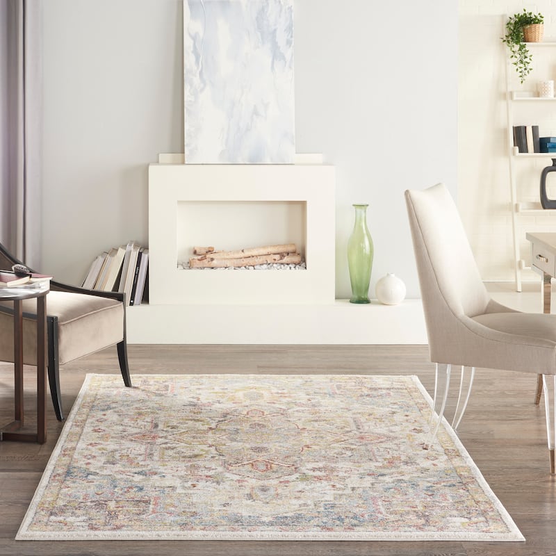 Nourison Juniper Persian Farmhouse Medallion Multicolored Area Rug