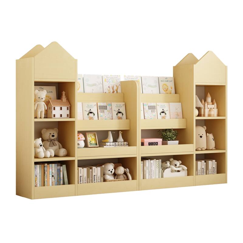 Wooden Children's Storage Organizer with Open Shelves Baskets and Cubby Space for Toys and Books - 31.50”L x 11.80”W x 39.50”H