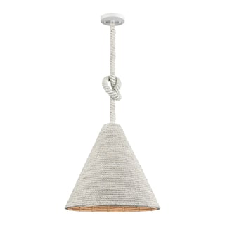 Elk Home Air Loom White Finish With Off White Rope Cone Shade Pendant