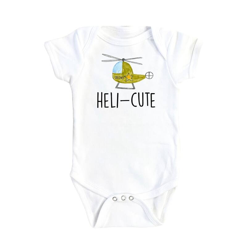 Helicopter Military - Baby Boy Girl Clothes Infant Bodysuit Funny Cute Newborn - White - 6-9M