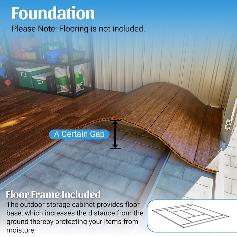 GDFStudio - Large Heavy Duty Rust-Resistant Metal Tool Shed Storage with Floor Frame & Lockable Doors for Easy Access
