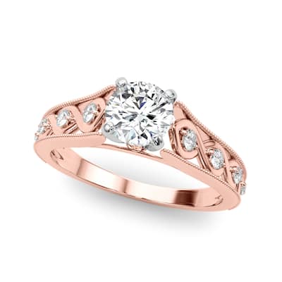 Auriya 14k Rose Gold Lab Grown Round Diamond Engagement Ring 0.50 to 5.00 ct. tw. (F-G VS)