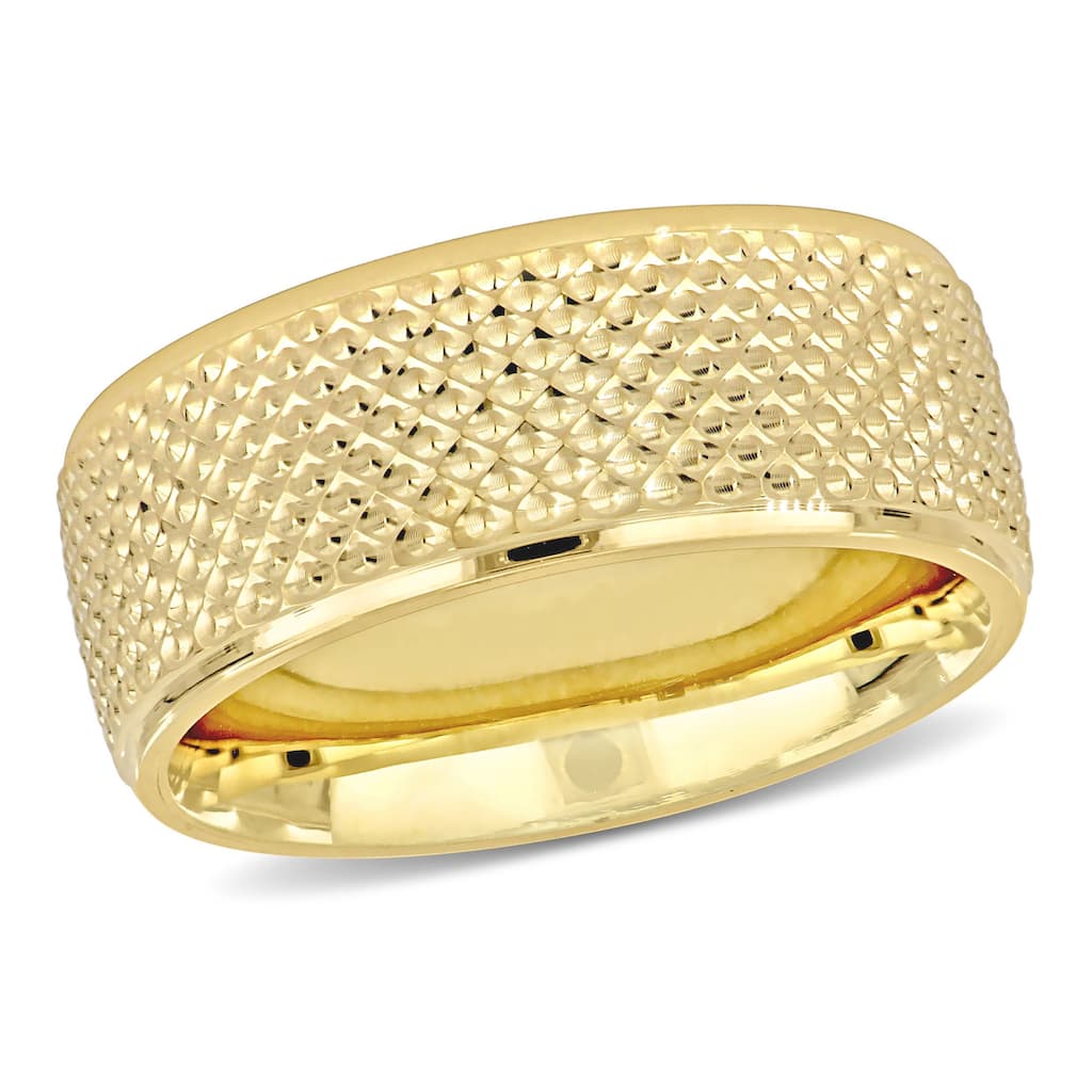 Miadora 8mm Geometric Pattern Wedding Band in 14k Yellow Gold