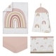 preview thumbnail 2 of 4, Boho Rainbow Girl 4pc Nursery Crib Bedding Set - Blush Pink Dusty Rose Gold Yellow Mauve Taupe Beige Bohemian Star Sun Celestial
