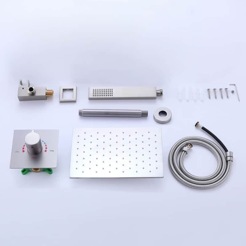 Ceiling Mount Shower System With Handheld Shower Faucet Set With Rough-in Valve Rainfall Modern Shower Head Combo Kit Trim Set