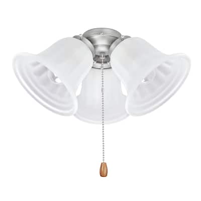Aspen Creative Three-Light Ceiling Fan Fitter Light Kit with Pull Chain, 5 1/2" Diameter, Brushed Nickel - BRUSHED NICKEL