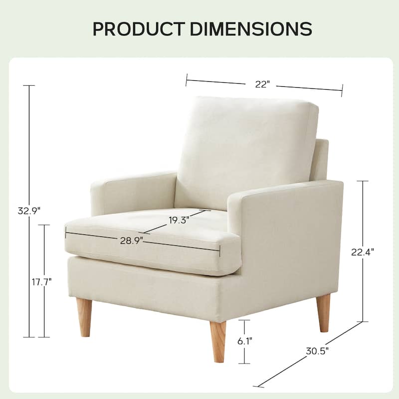 set of 2 Accent Chair/Armchair for Bedroom Living Room with Wood Legs